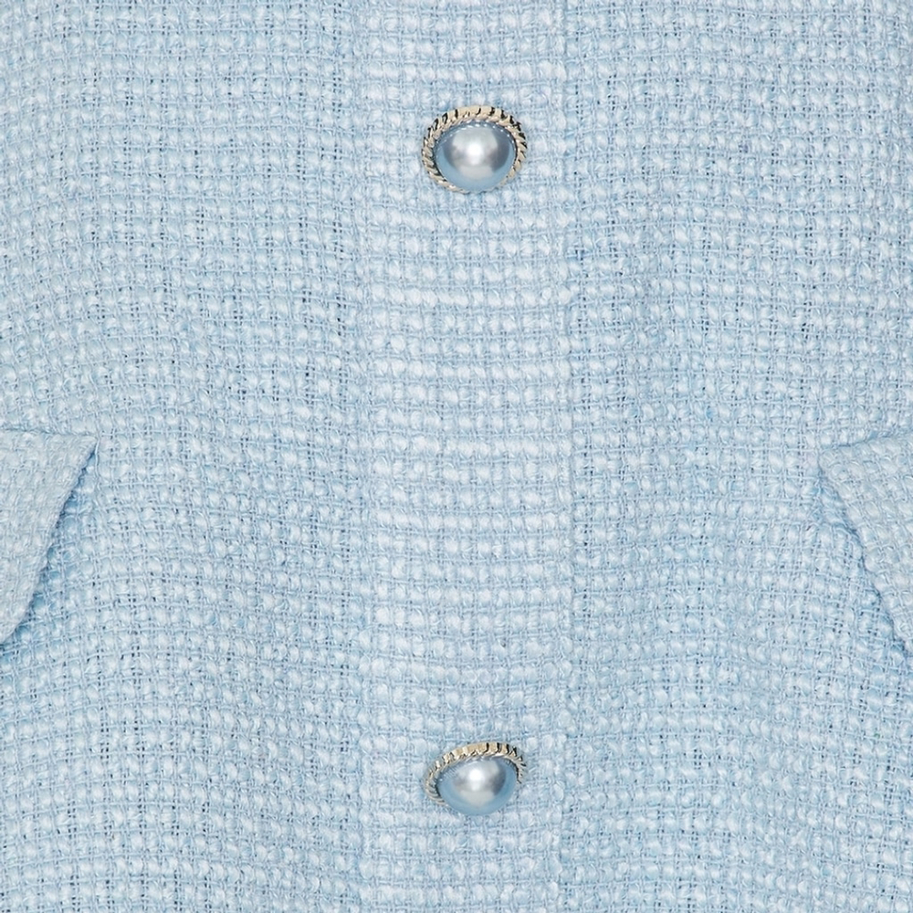 NWT MORE TO COME Anwen Mini Dress Baby Blue Tweed Small - Picture 4 of 7